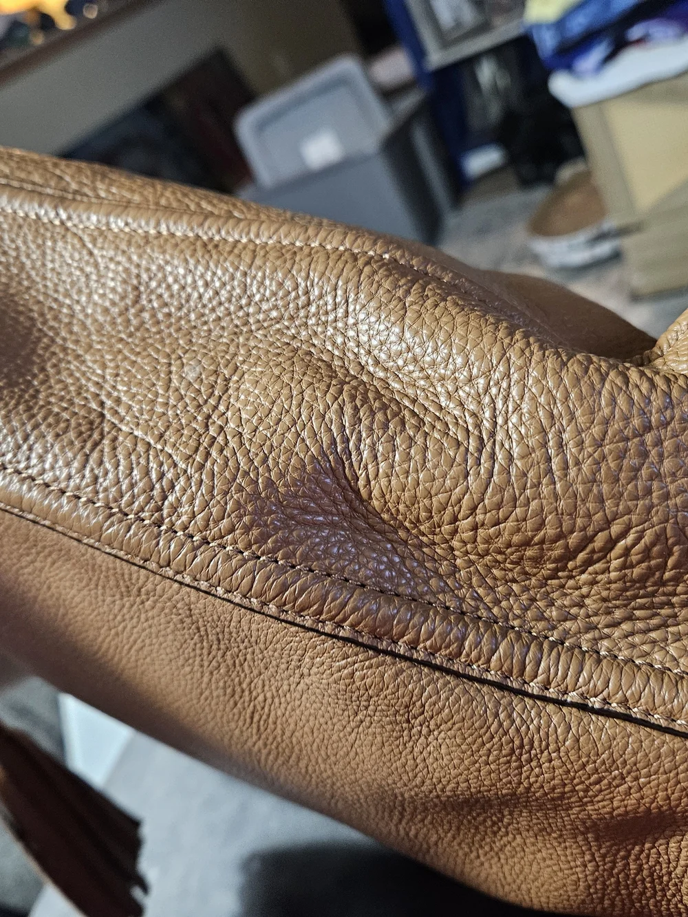 Coach Pebbled Leather Shoulder Bag in Cognac Brown with Brass Hardware - Picture 9 of 15